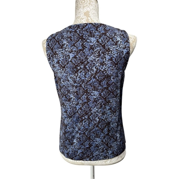 St. John Collection Size 4 S Brown Blue Santana Knit Jacket Tank Set Twinset - Picture 4 of 10